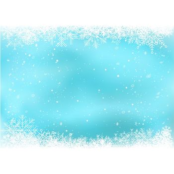 Christmas sky snow blue frame with snowflakes
