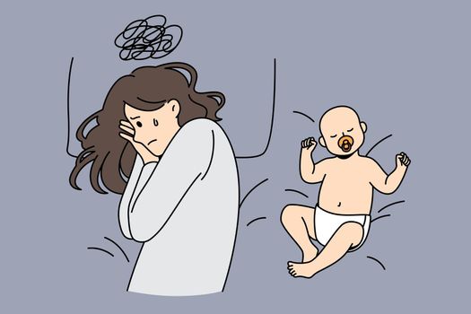 Postpartum depression and parenthood concept.