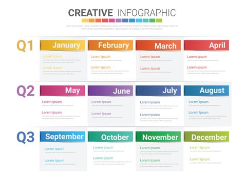 Presentation graph, Business infographics template for 12 months