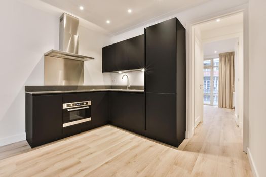 Modern kitchen with black kitchen unit