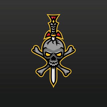 Sword Skull Vector Icon Illustration. Mascot logo design template