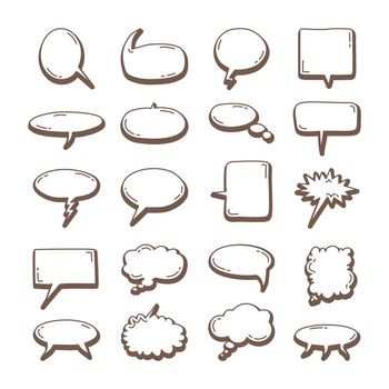 hand drawn set of Speech bubbles. Hand drawn sketch. Vector illustration isolated on white background