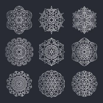 Ornament round set with mandala with arabic style ornament vector illustration