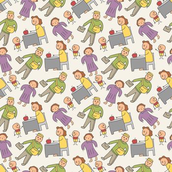 pattern seamless kids with profession doodle element. seamless doodle family pattern
