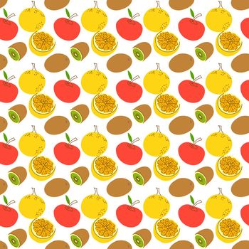 pattern with element fruits . seamless pattern with orange and kiwi . vector illustration,