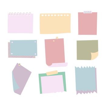 Memo notes icons detailed photo realistic vector set