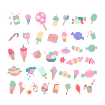 Set of Cakes and ice cream vector element. Birthday Party Elements.