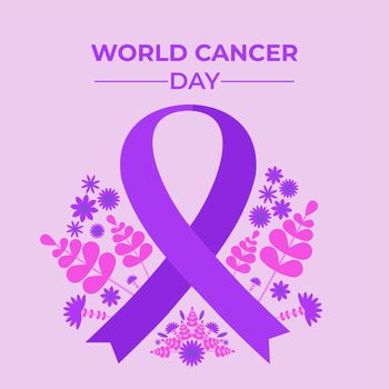 world cancer day purple ribbon illustration design