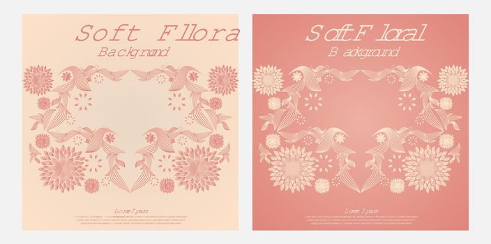 soft color line floral ornament shape social media post