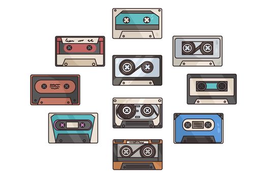Collection of retro 90s audio cassettes