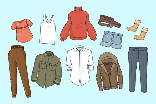 Collection of various men and women clothing