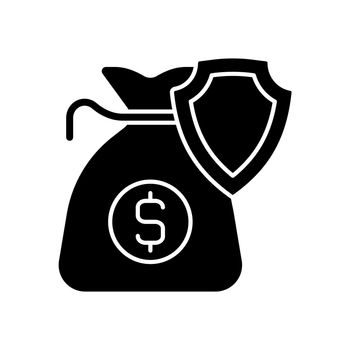 Business income insurance black glyph icon