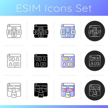 Launching online services icons set