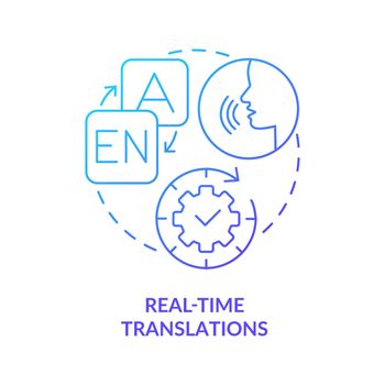 Real time translation blue gradient concept icon
