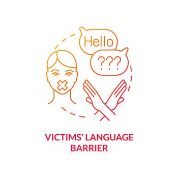 Victims language barrier red concept icon