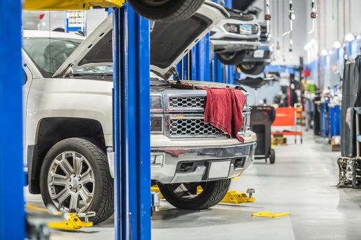 Car Dealership Auto Service Area Vehicles Maintenance and Repair