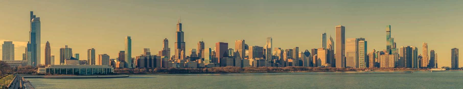 Panoramic Skyline of Chicago Downtown Illinois