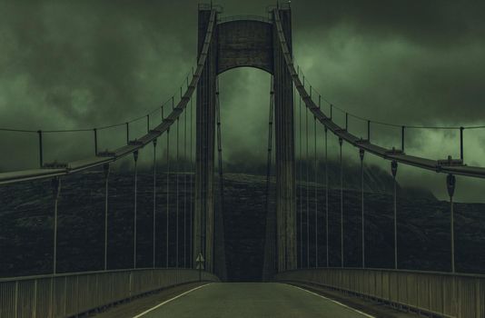 Norwegian Nordland County Bridge Dramatic Scenery