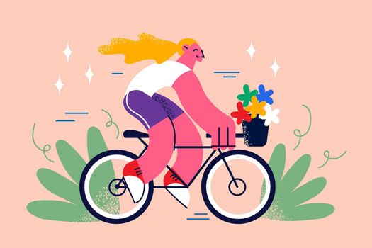 Riding Bike and street summer activities concept