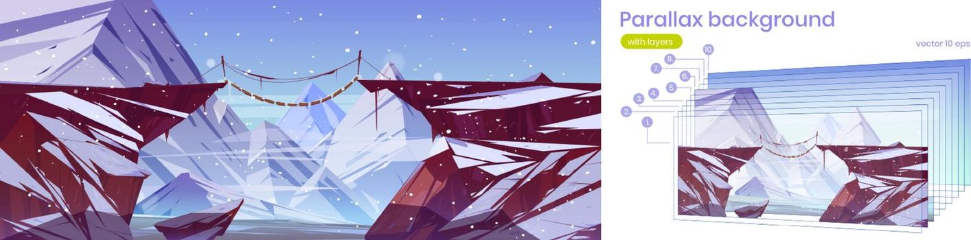 Parallax game background winter layered landscape