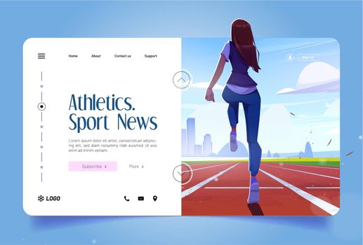 Athletics banner with girl jogging on run track