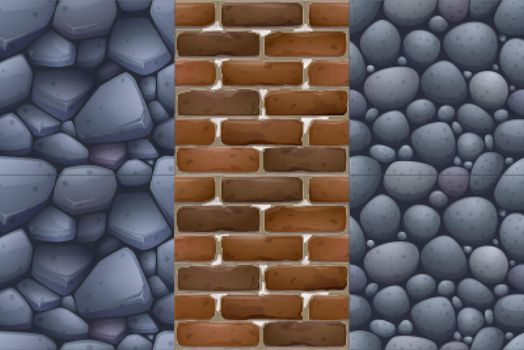 Game texture stone, pebbles and brick wall graphic