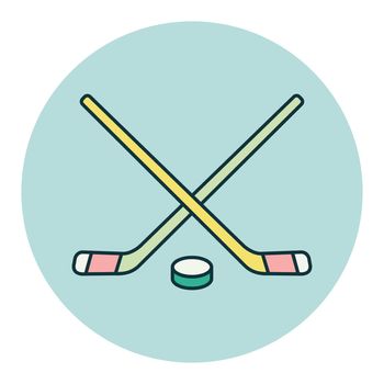 Ice Hockey Sticks and Puck vector icon