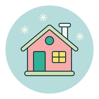 Detailed winter house vector icon. Winter sign