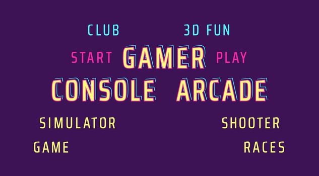 Console arcade word collage