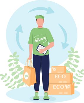 Ecological delivery service flat concept vector illustration