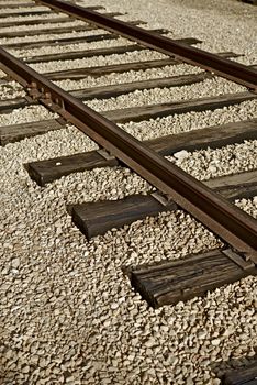 Railroad Tracks Closeup Vertical Photography. Railroads Photo Collection.