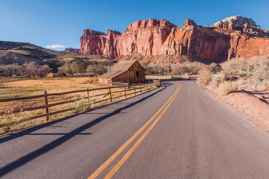 Aged Wooden Utah Barn in Capitol Reef National Park, United States.