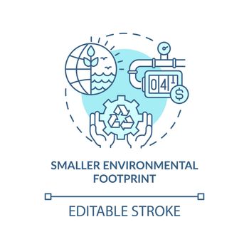 Smaller environmental footprint blue concept icon