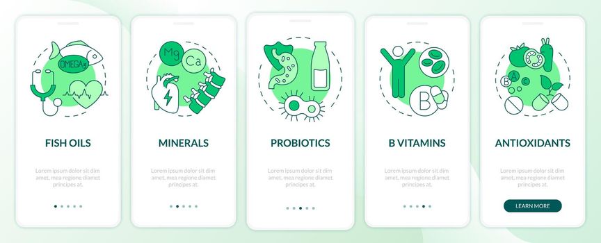 Dietary supplements green onboarding mobile app screen