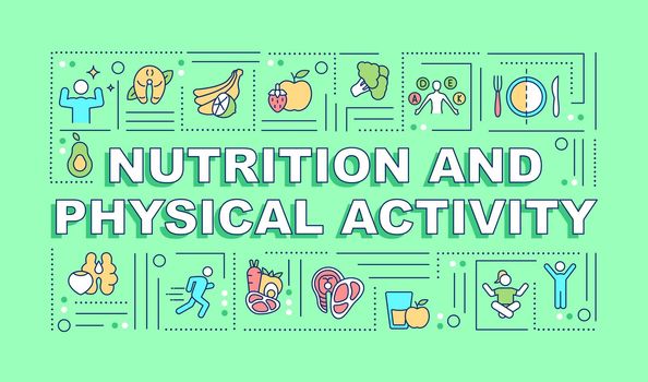 Nutrition and physical activity word concepts green banner