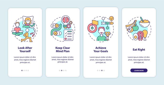 Well balanced life tips onboarding mobile app screen