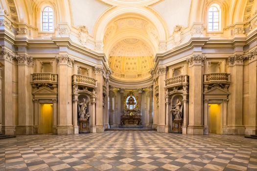 Turin, Piedmont Region, Italy - Circa August 2020: Royal Church in Reggia di Venaria Reale.