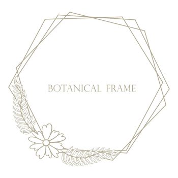 Polygonal botanical frame floral decoration vector illustration.