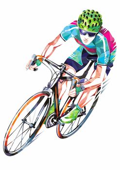Road Bicycle Racer Geometric Design Illustration