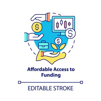 Affordable access to funding concept icon