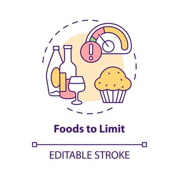 Foods to limit concept icon