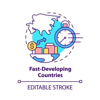 Fast-developing countries concept icon