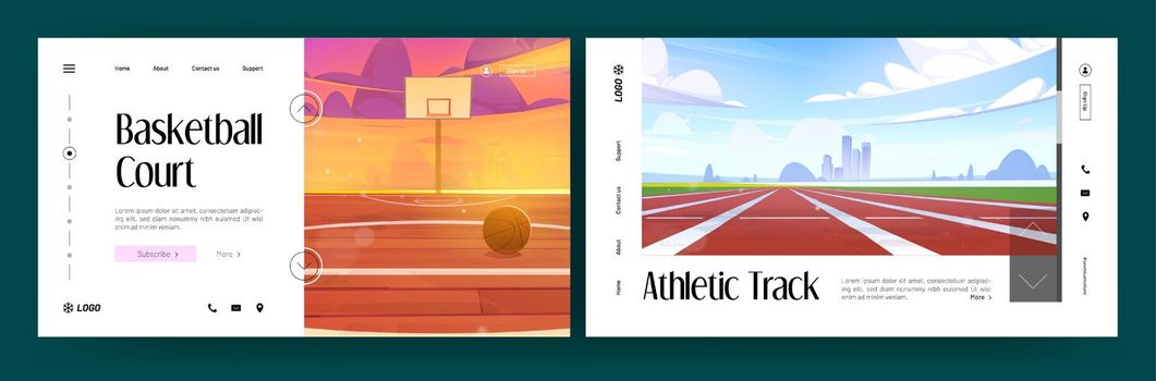 Basketball court and athletic track banners