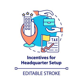 Incentives for headquarter setup concept icon