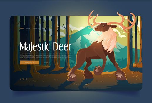 Majestic deer banner with big stag in forest
