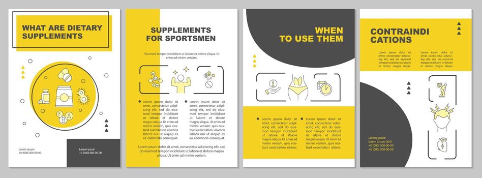 Dietary supplements yellow brochure template