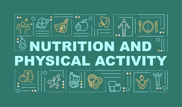 Diet and physical activity word concepts green banner