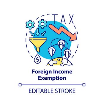 Foreign income exemption concept icon
