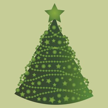 Christmas tree with decorations. Stylization, minimalism