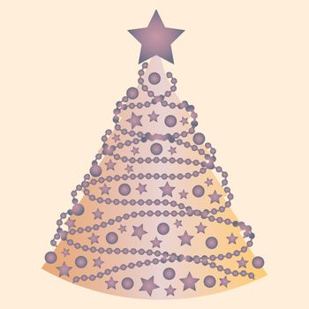Christmas tree with decorations. Stylization, minimalism